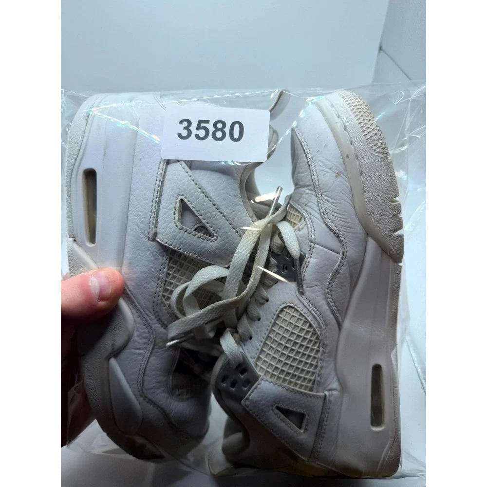 Air‎ Jordan 4 Retro 408452-100 Youth 6 Sneakers White Leather Lifestyle Shoes